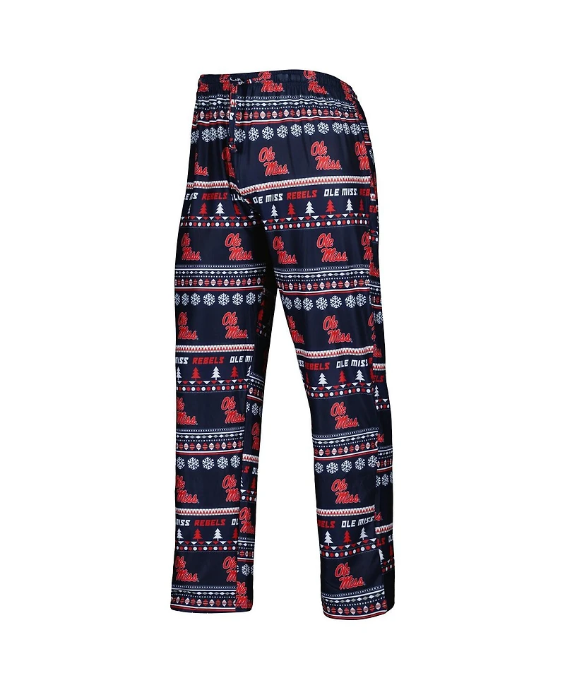 Men's Concepts Sport Navy Ole Miss Rebels Swivel Long Sleeve T-shirt and Pants Sleep Set