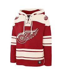 Men's '47 Brand Red Detroit Wings Big and Tall Superior Lacer Pullover Hoodie