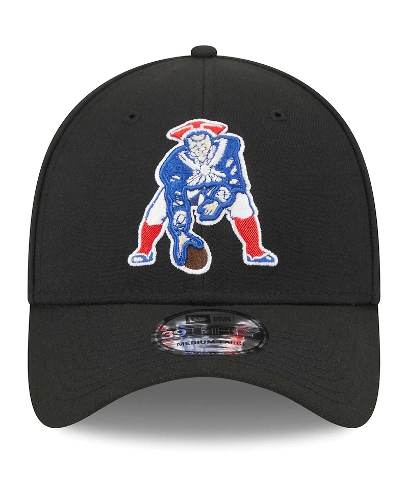 Men's New Era Black England Patriots Throwback Main 39THIRTY Flex Hat