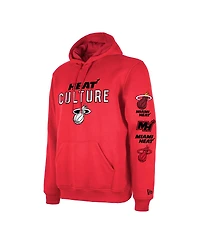 Men's New Era Red Distressed Miami Heat 2023/24 City Edition Big and Tall Pullover Hoodie