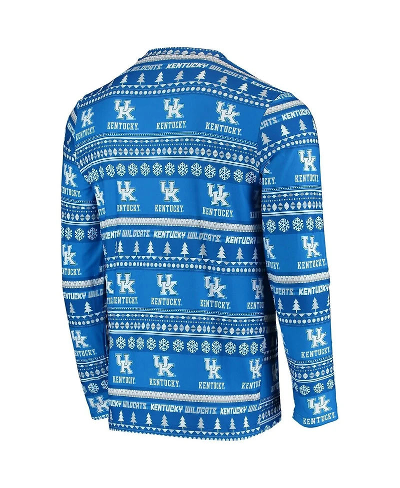 Men's Concepts Sport Royal Kentucky Wildcats Ugly Sweater Knit Long Sleeve Top and Pant Set