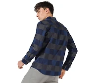 Campus Sutra Men's Denim Blue Buffalo Checked Shirt
