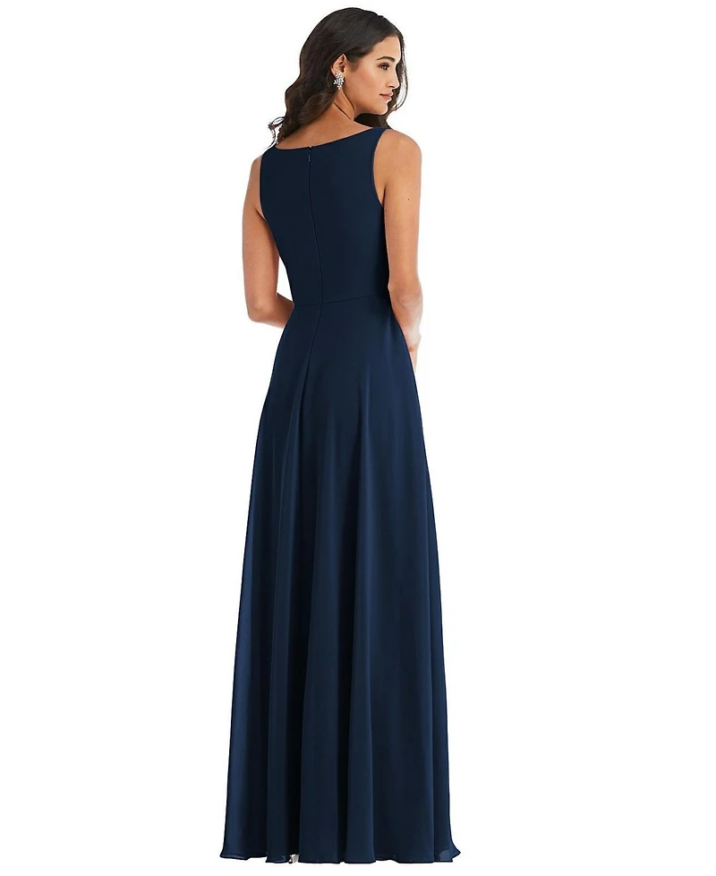 Women's Deep V-Neck Chiffon Maxi Dress