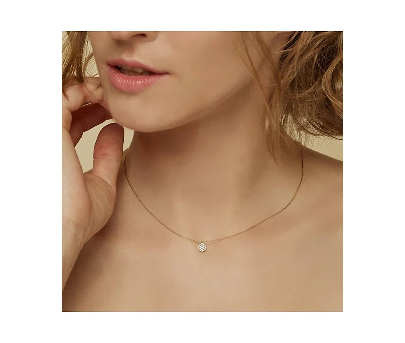 Sterling Silver 18k Gold Plated Blake Circle Pave Crystal Necklace