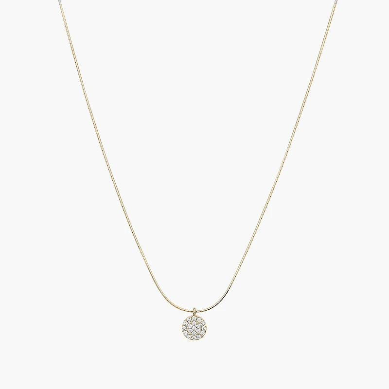 Sterling Silver 18k Gold Plated Blake Circle Pave Crystal Necklace
