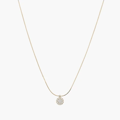 Sterling Silver 18k Gold Plated Blake Circle Pave Crystal Necklace