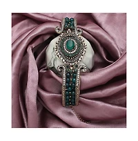 Sohi Women's Green Embellished Ethnic Statement Bracelet