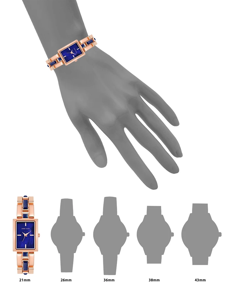 Anne Klein Women's Quartz Rose Gold-Tone Alloy and Blue Lapis Watch, 28mm