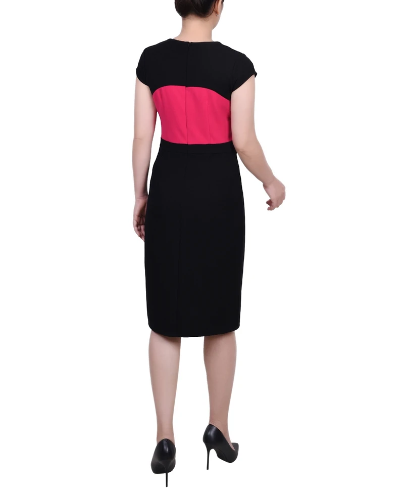 Ny Collection Women's 3/4 Sleeve Colorblocked Dress, 2 Piece Set