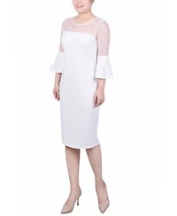 Ny Collection Women's Illusion Neck Scuba Dress