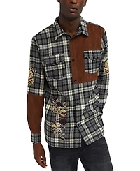 Reason Men's Skulls Embroidered Long Sleeves Overshirt