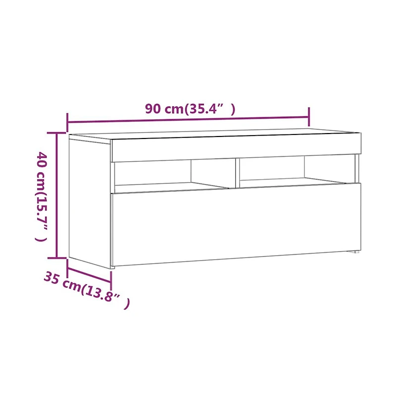 Tv Stand with Led Lights Brown Oak 35.4"x13.8"x15.7"