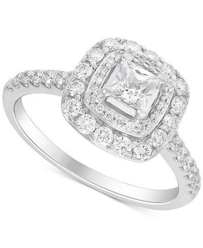 Diamond Princess Double Halo Engagement Ring (1 ct. t.w.) in 14k White Gold
