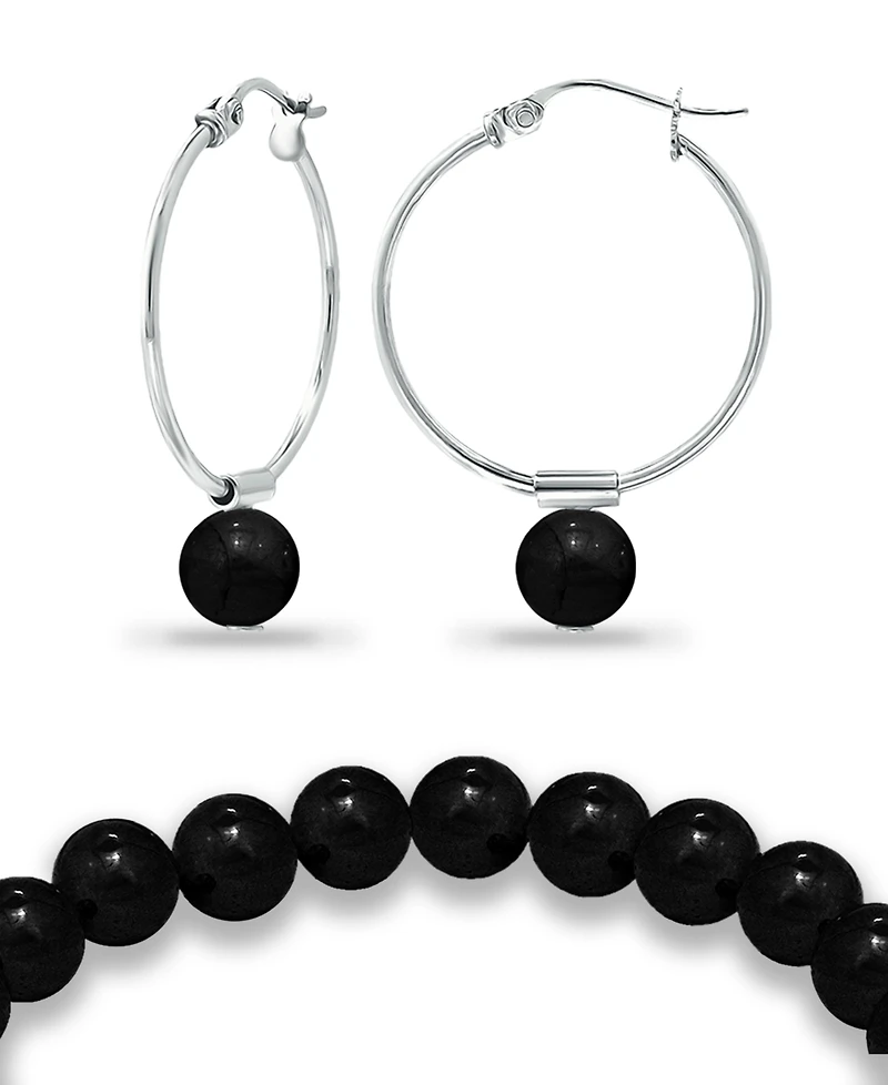 Macy's Silver Plated Multi Genuine Stone Bracelet and Earring, 2 Piece Set