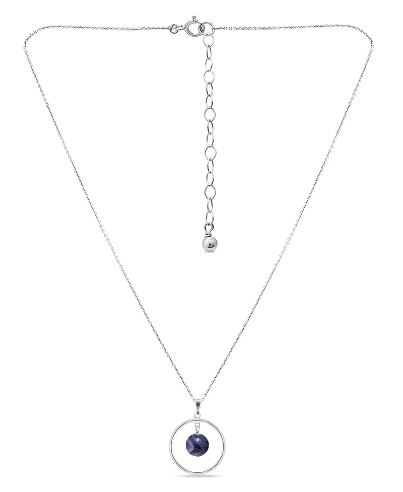 Macy's Silver Plated Multi Genuine Stone Circle Pendant Necklace