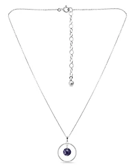 Macy's Silver Plated Multi Genuine Stone Circle Pendant Necklace