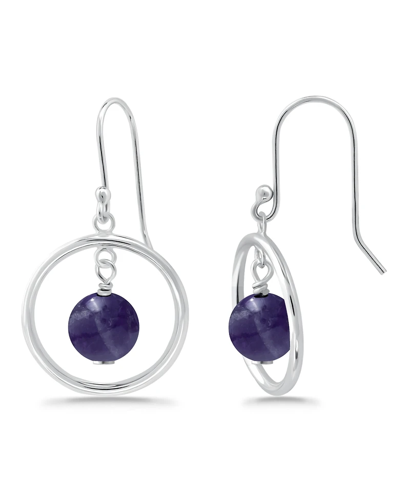 Macy's Silver Plated Multi Genuine Stone Circle Drop Earrings
