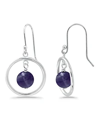 Macy's Silver Plated Multi Genuine Stone Circle Drop Earrings