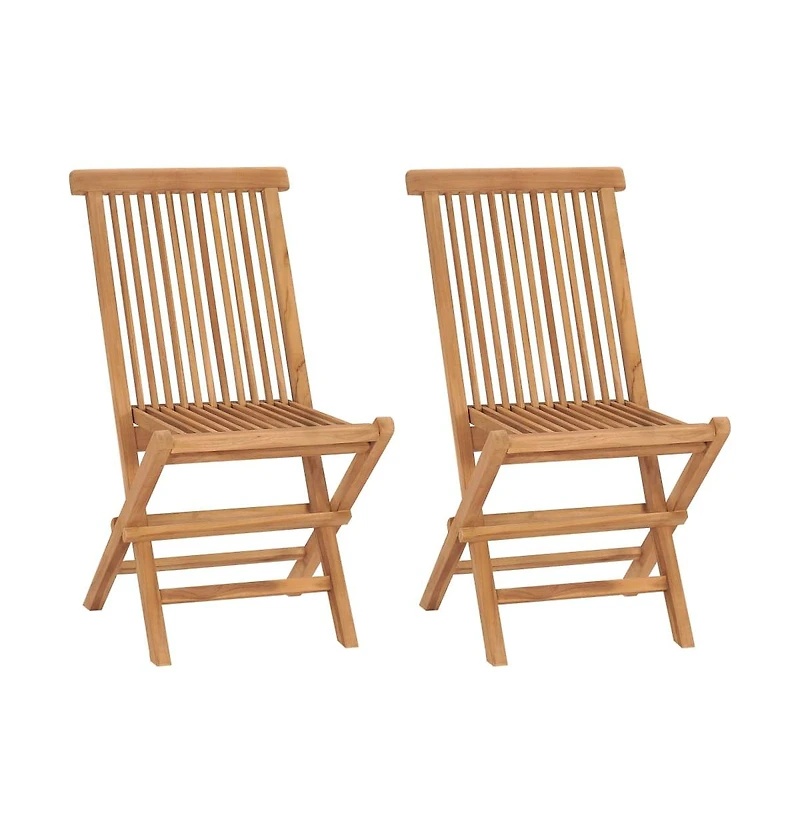 Folding Patio Chairs 2 pcs Solid Teak Wood