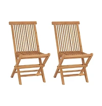 Folding Patio Chairs 2 pcs Solid Teak Wood