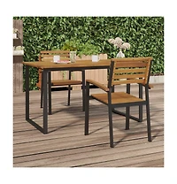 Stackable Patio Chairs 2 pcs Solid Wood Acacia and Metal