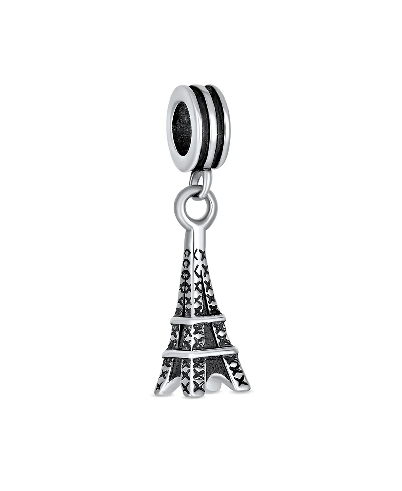 Bling Jewelry Paris Eiffel Tower Luggage Passport Plane Dangle Charm Bead Sterling Silver
