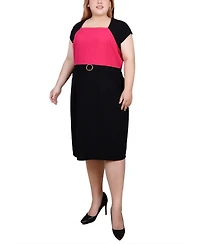 Ny Collection Plus 3/4 Sleeve Colorblocked Dress, 2 Piece Set