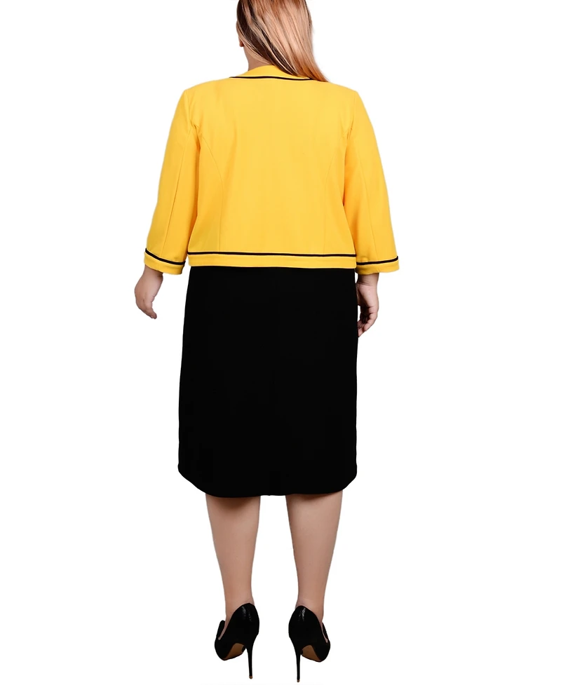 Ny Collection Plus 3/4 Sleeve Dress, 2 Piece Set