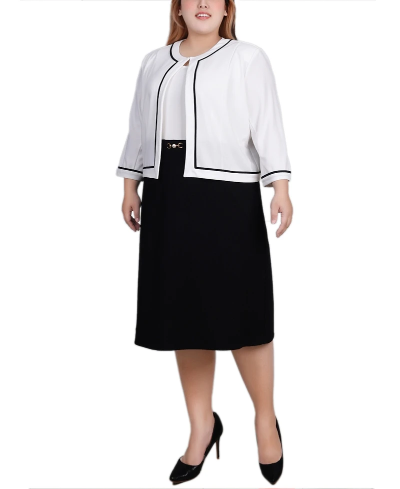 Ny Collection Plus 3/4 Sleeve Dress, 2 Piece Set