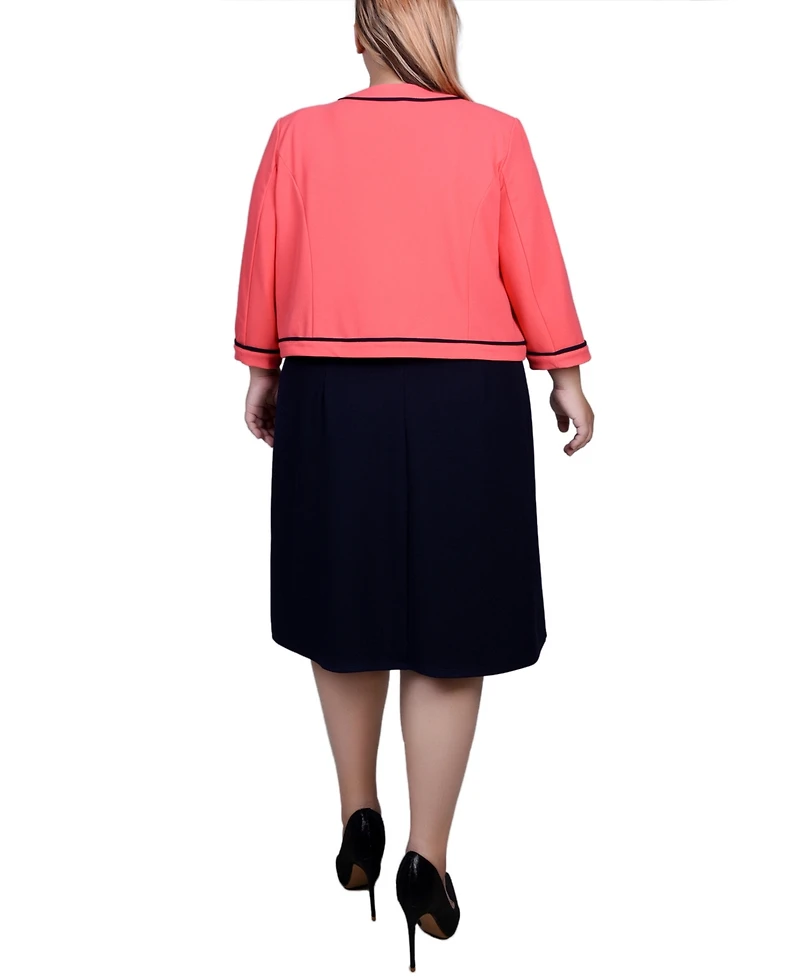 Ny Collection Plus Size 3/4 Sleeve Dress, 2 Piece Set