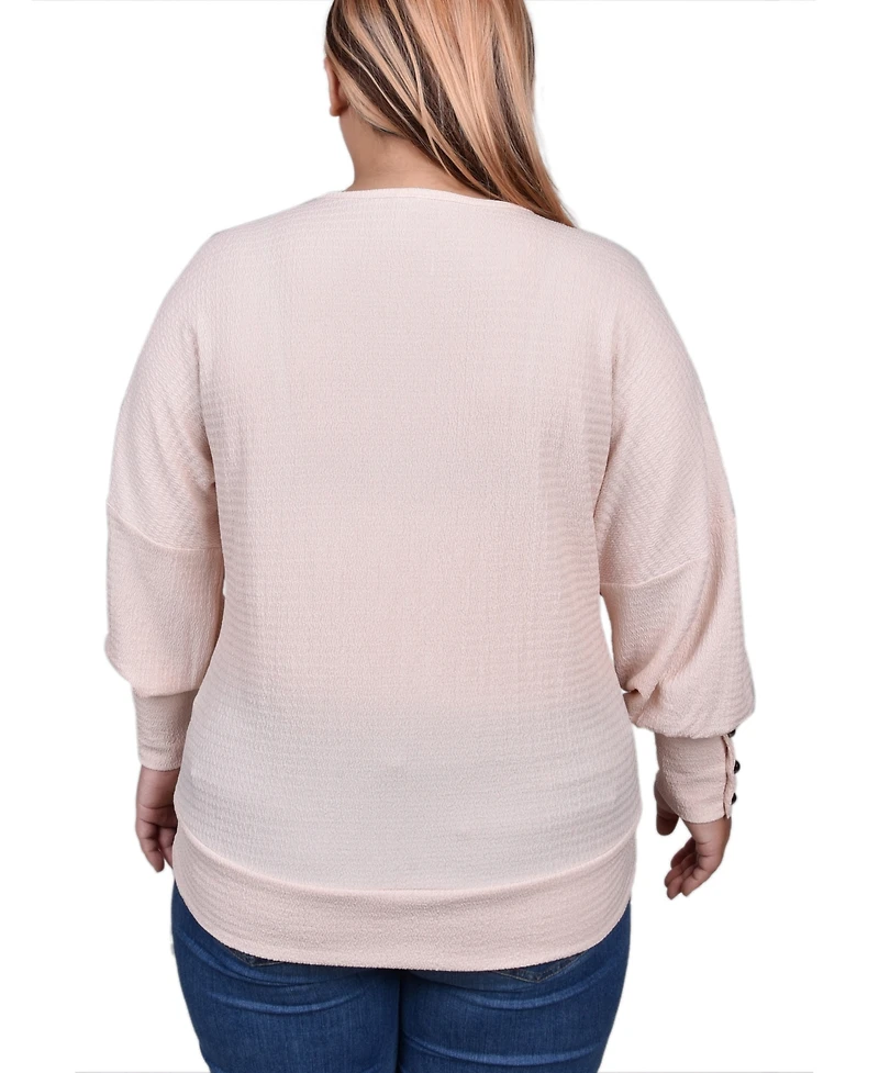 Ny Collection Plus Long Sleeve Textured Knit Top