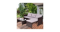 3 pcs Rattan Wicker Deck Couch Outdoor Patio Sofa Set
