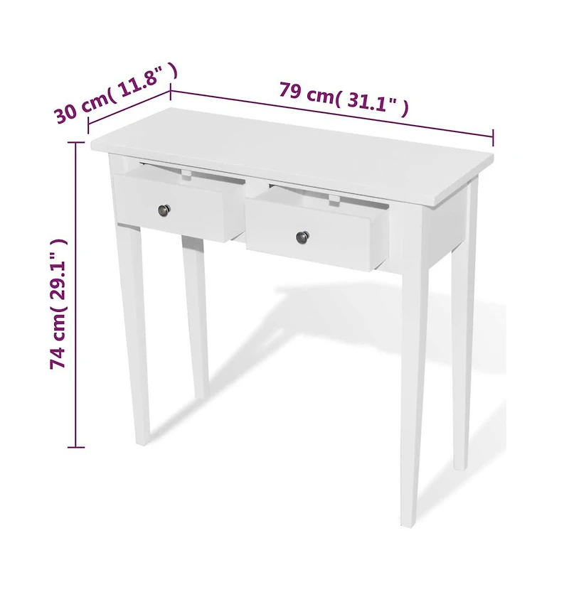 Console Table with Two Drawers White