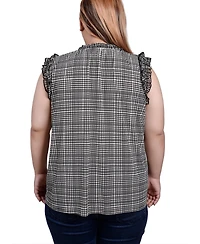 Ny Collection Plus Size Sleeveless Crepe Top with Chiffon Ruffles