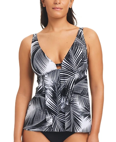Beyond Control Women's Giving Attitude Tropical-Print Tankini Top