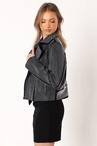 Elaina Crystal Studded Moto Jacket