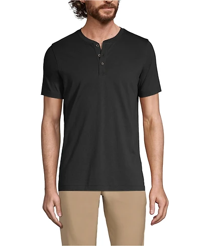 Lands' End Men's Short Sleeve Cotton Supima Jersey Henley