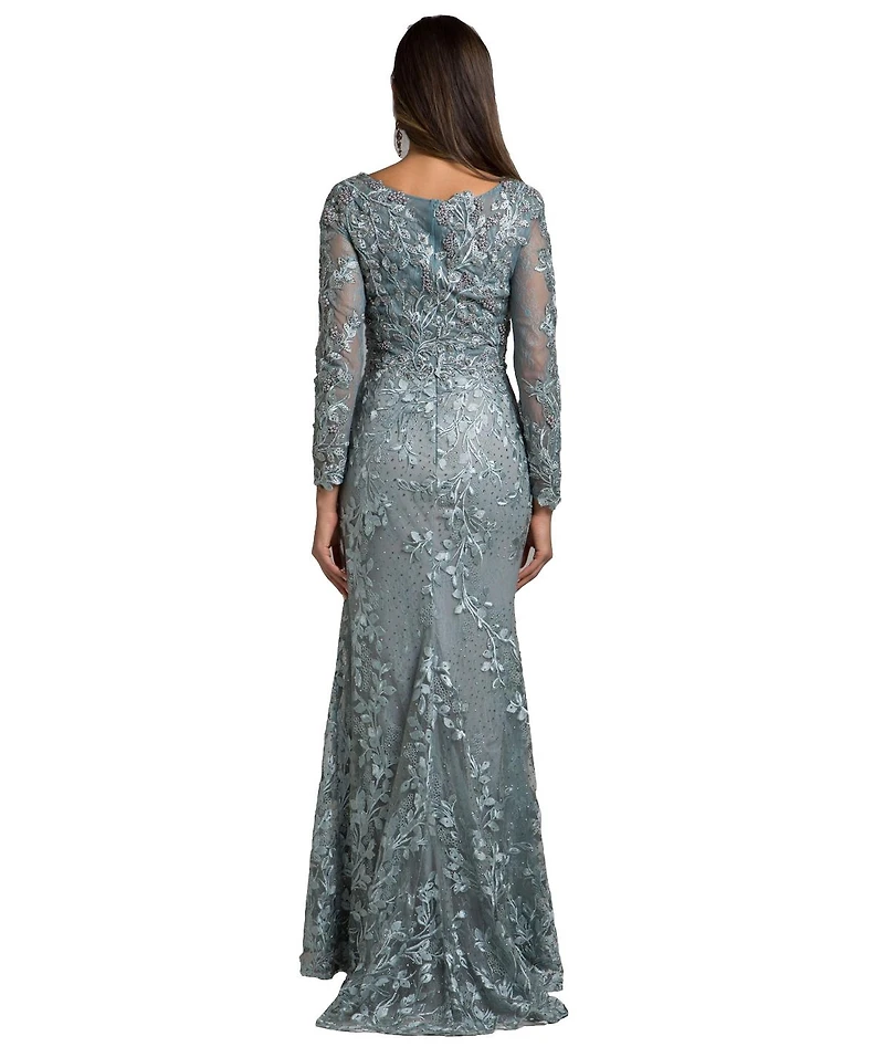 Women's Long Sleeve Lace Dress With Appliques