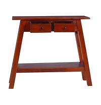 Console Table Classical Brown 35.4"x11.8"x29.5" Solid Mahogany Wood