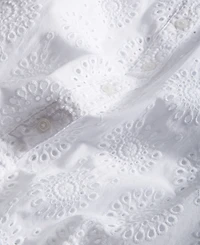Women's Solid Eyelet Button-Up Shirt