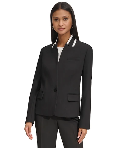 Karl Lagerfeld Paris Petite One-Button Reverse Lapel Blazer