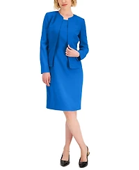 Le Suit Collarless Dress Suit, Regular & Petite