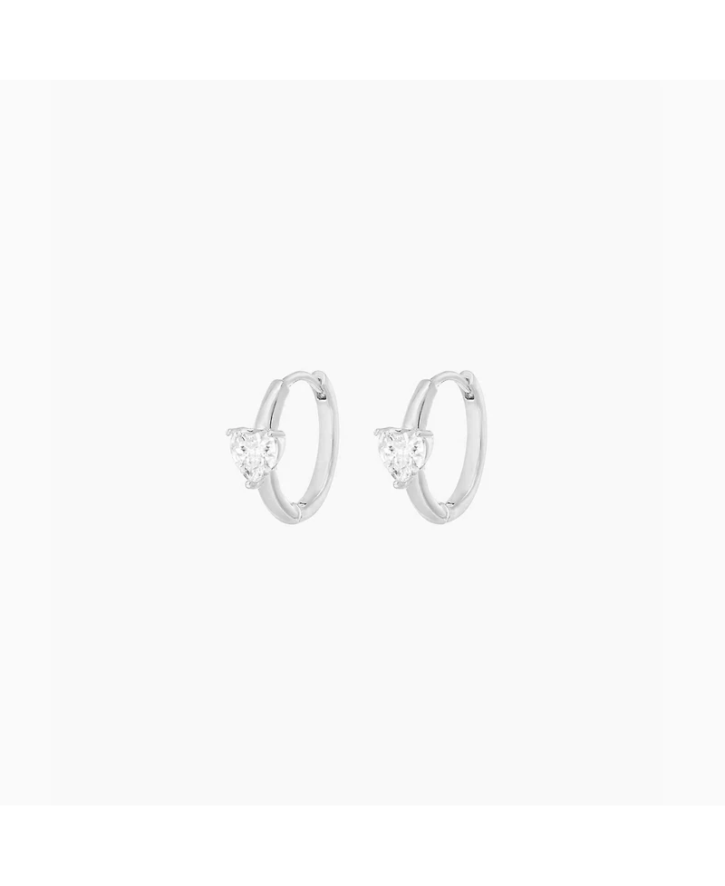Sterling Silver Annette Heart Crystal Huggies