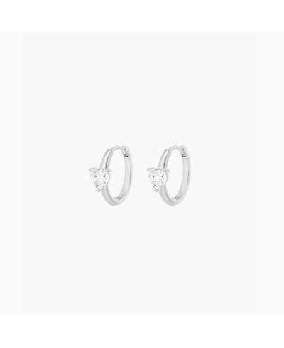 Sterling Silver Annette Heart Crystal Huggies