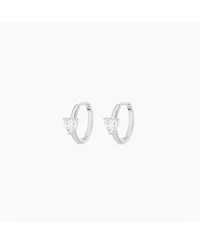 Sterling Silver Annette Heart Crystal Huggies