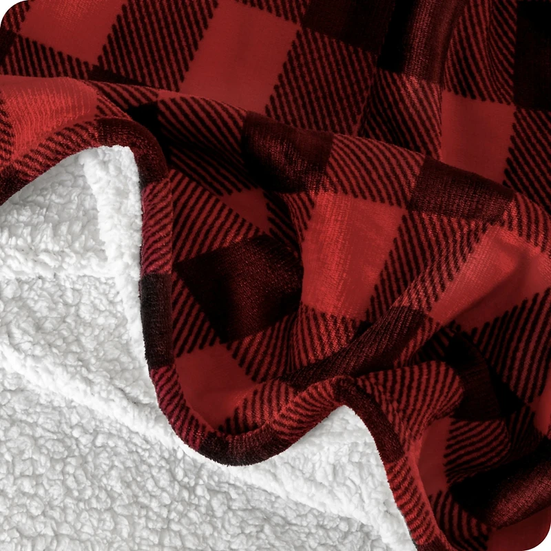 Bare Home Fleece Sherpa Full/Queen Blanket - Buffalo plaid