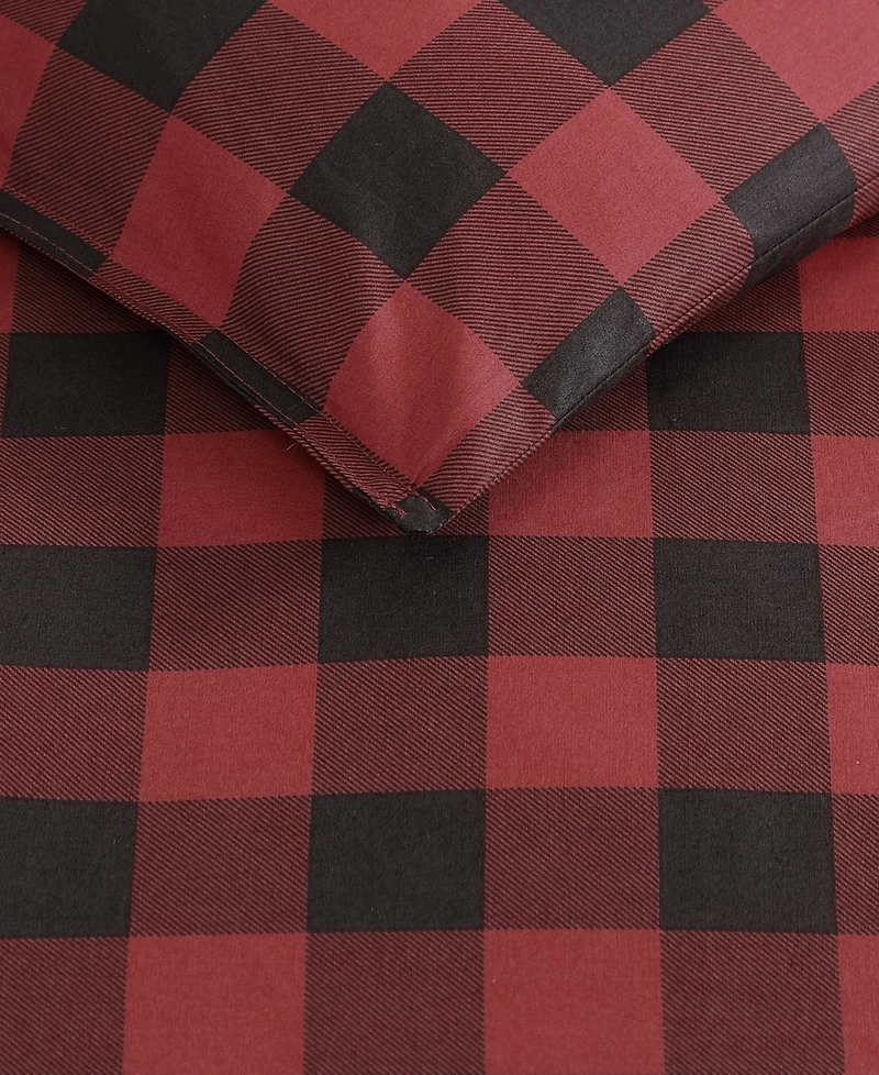Closeout! Eddie Bauer Mountain Plaid Cotton Reversible 3 Piece Comforter Set, King