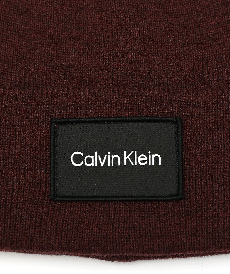 Calvin Klein Men's Woven Logo Patch Beanie