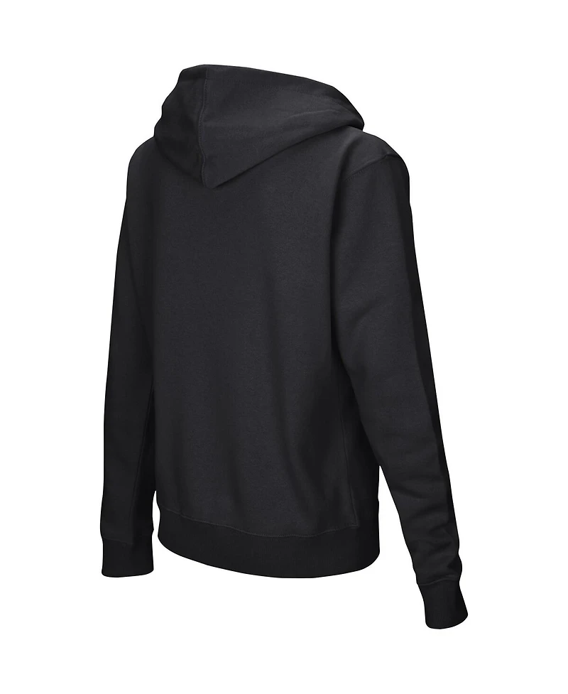 Women's Colosseum Black Harvard Crimson Arched Name Full-Zip Hoodie