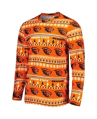 Men's Concepts Sport Orange Oregon State Beavers Swivel Long Sleeve T-shirt and Pants Sleep Set